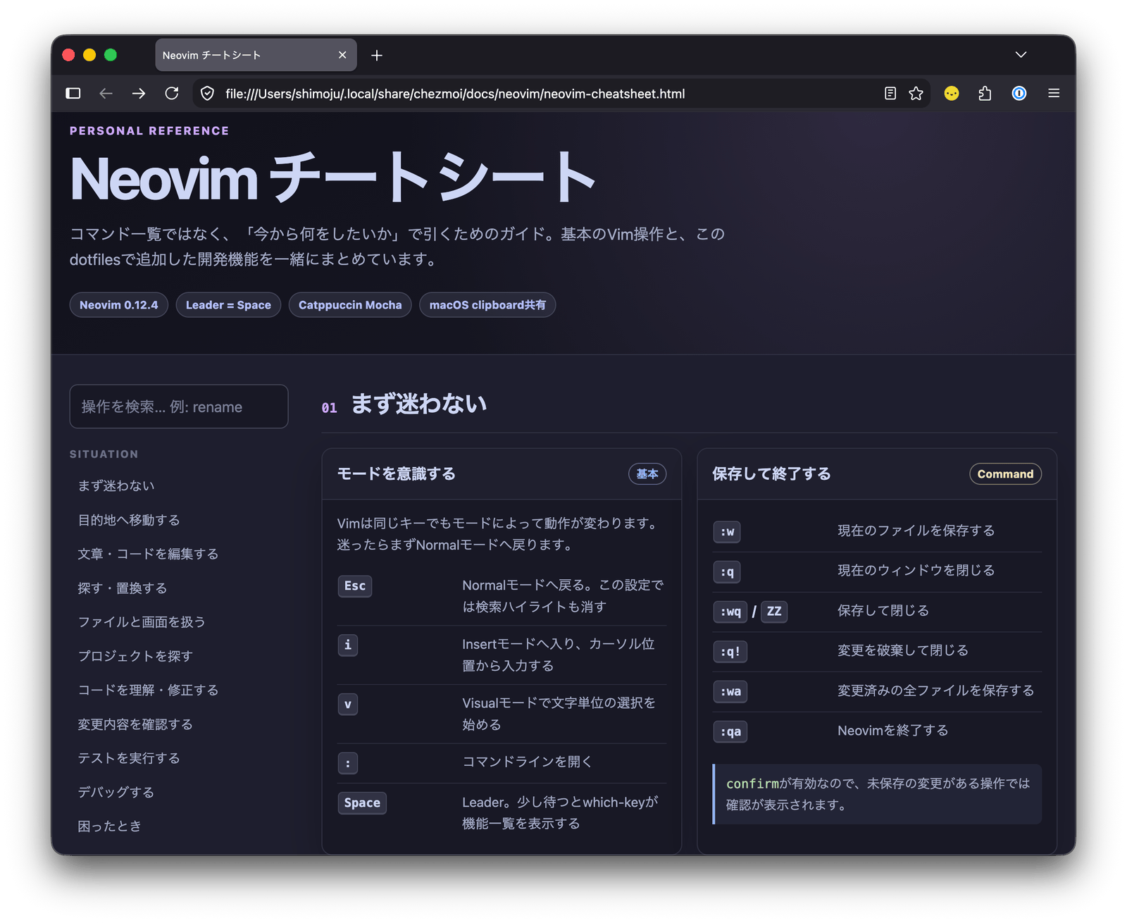Neovim チートシート